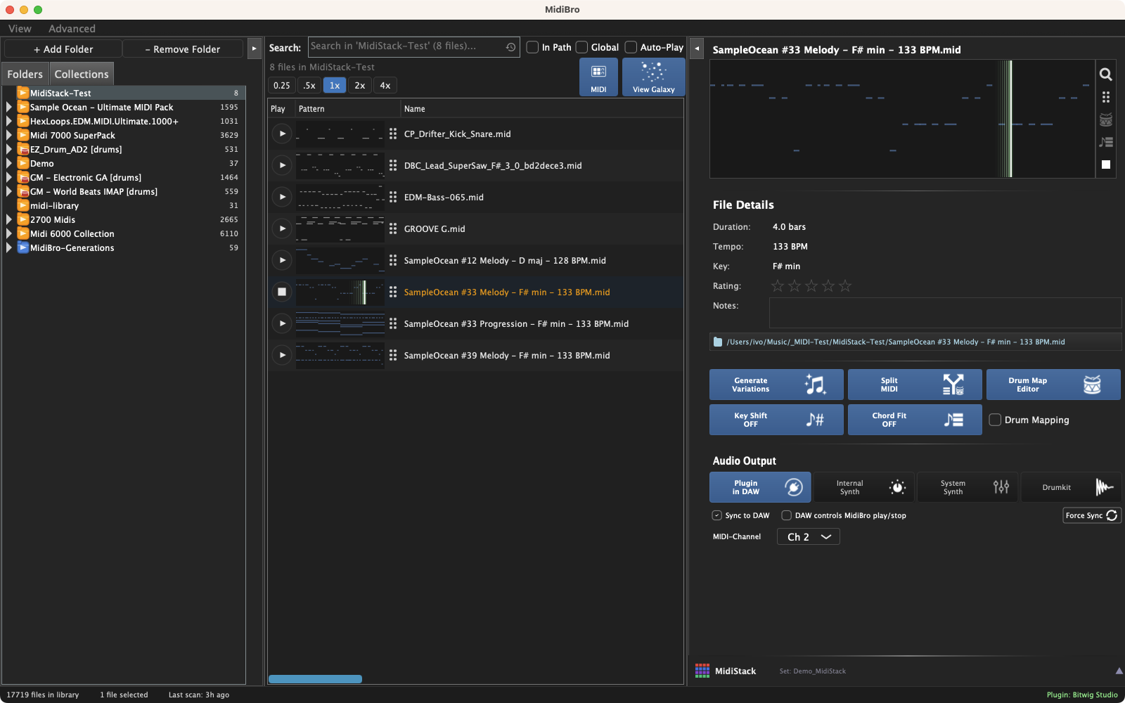 MidiBro app interface